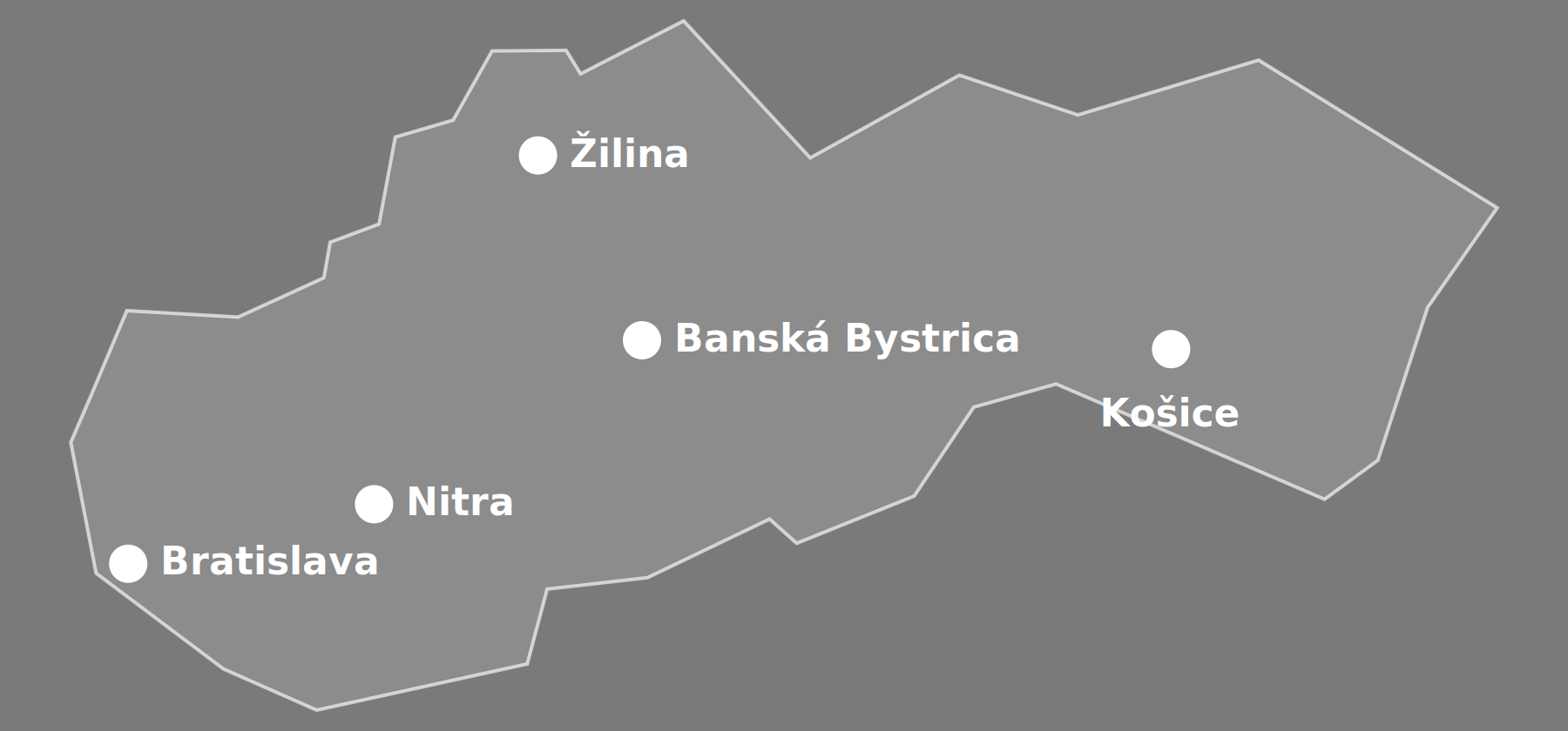 Mapa Slovenska so zastávkami roadshow